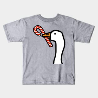 Christmas Portrait Goose Gamer with Candy Cane Kids T-Shirt